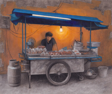제목이 "Warm Light, Cool Fl…"인 그림 Sundra로, 원작, 숯