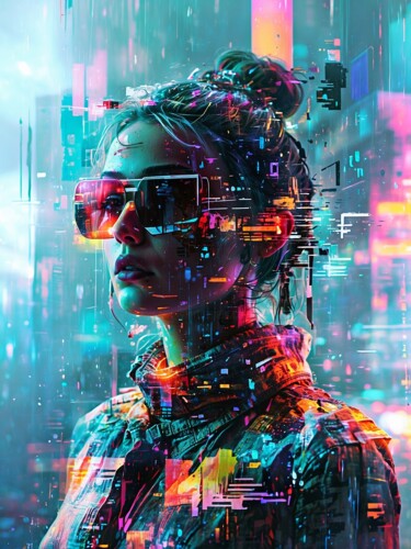 Цифровое искусство под названием "Sur la vague des co…" - Pavel Apilat, Подлинное произведение искусства, Изображение, сгене…