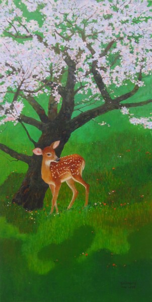 SPRING GUARDIAN Painting 「SPRING GUARDIAN Pai…」というタイトルの絵画 Bhargavkumar Kulkarniによって, オリジナルのアートワーク, オイル