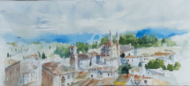 AMANECE SOBRE EL CASCO HISTÓRICO Pintura intitulada "AMANECE SOBRE EL CA…" por Maylu Garcia (María Luisa García), Obras de arte originais, Aquarela