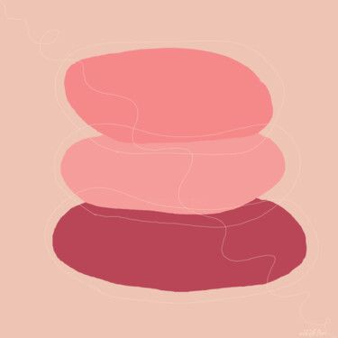 Zen Minimalism. Pastel Pink Stones. Wabi-Sabi - Print Цифровое искусство под названием "Zen Minimalism. Pas…" - Vafa Majidli, Подлинное произведение искусства, Цифровая живопись
