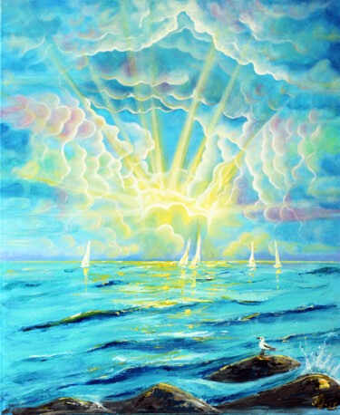 Horizon's Harmony Pittura intitolato "Horizon's Harmony" da Tetiana Kushnirova, Opera d'arte originale, Olio