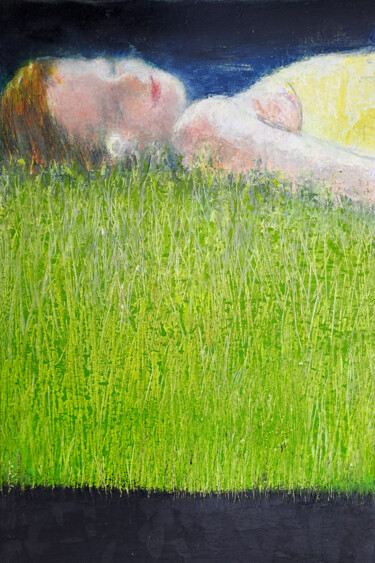 Pittura intitolato "Dans l'herbe" da Wilfrid Moizan, Opera d'arte originale, Olio