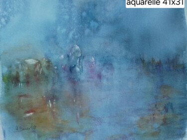 제목이 "Paysage bleuté"인 미술작품 Annie Bonvarlet로, 원작, 수채화