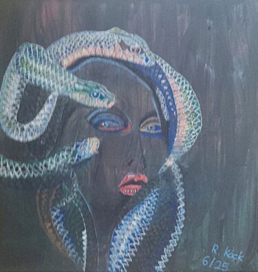 "Medusa" başlıklı Tablo Renate Kock tarafından, Orijinal sanat, Pastel Ahşap Sedye çerçevesi üzerine monte edilmiş