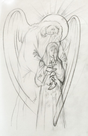 Рисунок под названием "my angel" - Pavel Minchenia, Подлинное произведение искусства, Карандаш
