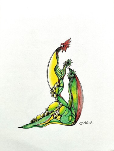 Disegno intitolato "Chaleur tropicale" da Caco Dian, Opera d'arte originale, Inchiostro
