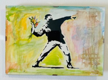 绘画 标题为“Banksy 1” 由Jeronimo Diaz Sanchez, 原创艺术品, 丙烯 安装在木板上