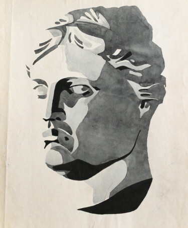 제목이 "plaster head"인 미술작품 Pavel Minchenia로, 원작, 수채화