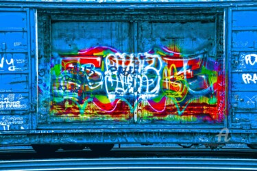 Graffiti Train Blue Photography titled "Graffiti Train Blue" by Charles Talkoff, Original Artwork, Digital Photography