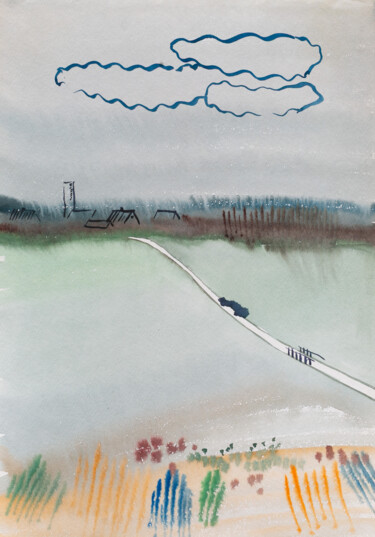 Pintura intitulada "my homeland" por Pavel Minchenia, Obras de arte originais, Aquarela