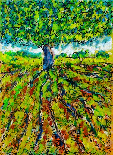 Pittura intitolato "Arbre cloué" da Jean Mirre, Opera d'arte originale, Olio