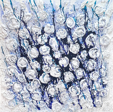 「Blue roses」というタイトルの絵画 Amadesi Claudiaによって, オリジナルのアートワーク, アクリル ウッドストレッチャーフレームにマウント