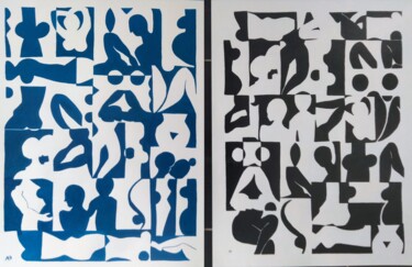 Duo Eclats de corps" Drawing titled "Duo Eclats de corps"" by Aude Billerot, Original Artwork, Ink