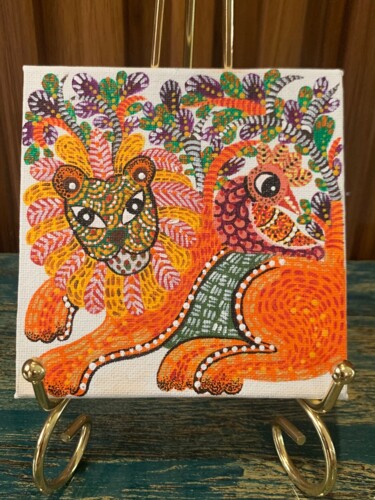 The lion’s calm 「The lion’s calm」というタイトルの絵画 Mogi Mamtaによって, オリジナルのアートワーク, アクリル