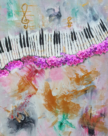 "Piano with flowers…" başlıklı Dijital Sanat Kristin Reinberg tarafından, Orijinal sanat, Dijital Kolaj