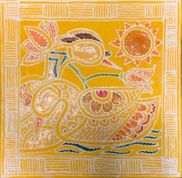 Harmony in the lotus pond Sculptuur getiteld "Harmony in the lotu…" door Mogi Mamta, Origineel Kunstwerk, Embossing