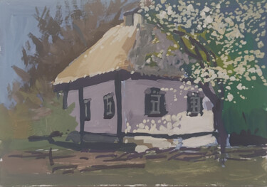 The House That Waits Pittura intitolato "The House That Waits" da Ariadna Shmidt (AriS), Opera d'arte originale, Gouache