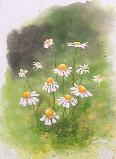 Watercolor Daisies "Watercolor Daisies" başlıklı Tablo Fineartderya tarafından, Orijinal sanat, Suluboya