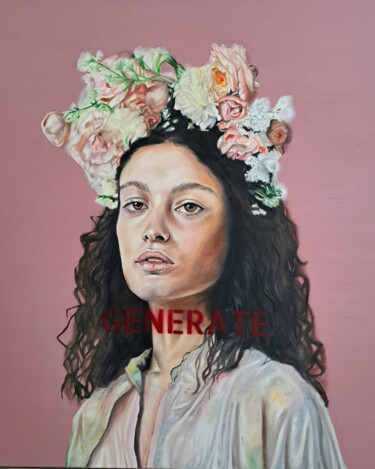 Generate v Painting titled "Generate v" by Marieka Kneppers, Original Artwork, Oil Mounted on Wood Stretcher frame