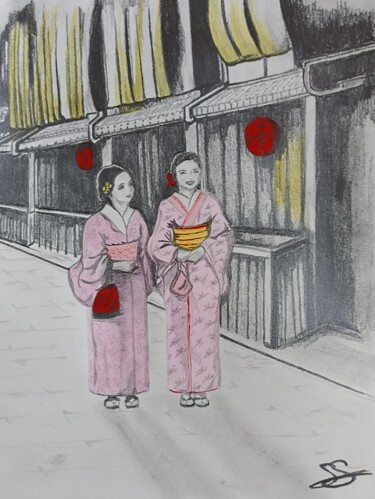 Sourire de geishas "Sourire de geishas" başlıklı Resim Séverine Silvestre tarafından, Orijinal sanat, Kalem