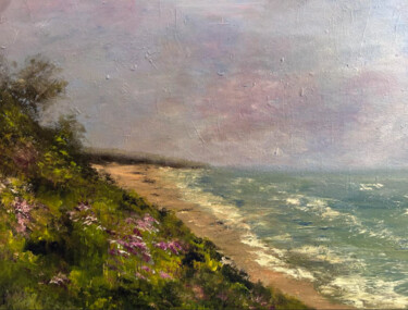 Ζωγραφική με τίτλο "Flowery Shore" από Nsfreesoul, Αυθεντικά έργα τέχνης, Ακρυλικό Τοποθετήθηκε στο Ξύλινο φορείο σκελετό