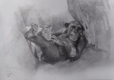 Disegno intitolato "Relaxing" da Vesela Sultanova, Opera d'arte originale, Grafite