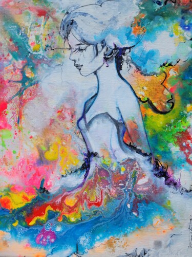 Schilderij getiteld "Émergence" door Elisabeth Constantin, Origineel Kunstwerk, Acryl