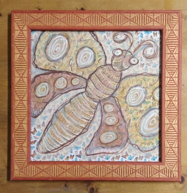 绘画 标题为“Papillon beige” 由Copainter_72, 原创艺术品, 丙烯 安装在木质担架架上