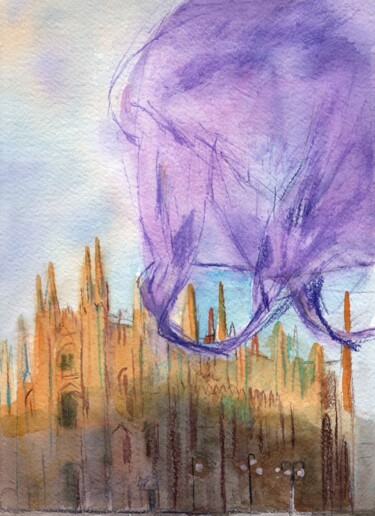 Pittura intitolato "Milan landscape, Fl…" da Alexander Pogorzhelsky, Opera d'arte originale, Acquarello