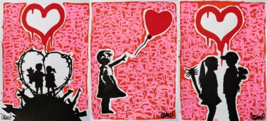 Love ( Tribute to Banksy ) by Dr. Love Peinture intitulée "Love ( Tribute to B…" par Dr. Love, Œuvre d'art originale, Acrylique
