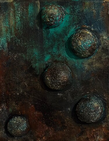 「Rusty ( Diptych )」というタイトルの絵画 Natasha Kochartによって, オリジナルのアートワーク, アクリル ウッドストレッチャーフレームにマウント