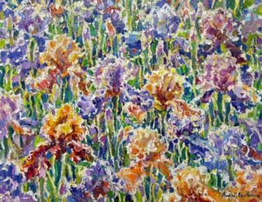 Dance of irises Pittura intitolato "Dance of irises" da Andrii Chebotaru, Opera d'arte originale, Olio Montato su Cartone
