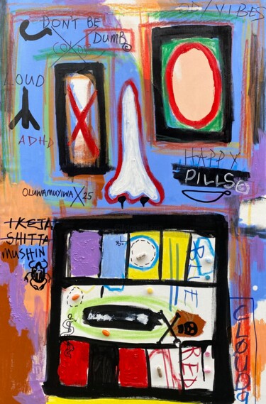 「Drugs you should tr…」というタイトルの絵画 Cyril Emmanuel (X the Villain)によって, オリジナルのアートワーク, アクリル