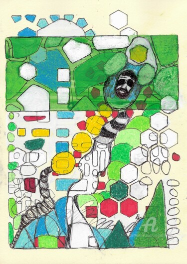 Painting titled "Meditation Nr. 4" by Franziska Kolbe, Original Artwork, Stencil