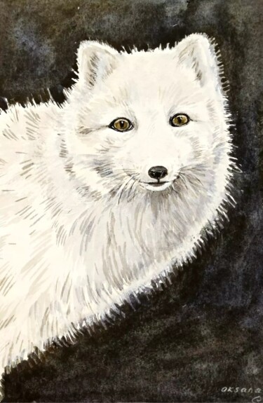 绘画 标题为“Polarfuchs” 由Oksana Halupczok, 原创艺术品, 水彩