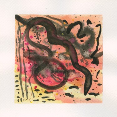 the awakening and beyond - abstract snake Картина под названием "the awakening and b…" - Lya Helia, Подлинное произведение искусства, Акварель
