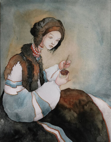 Pittura intitolato "Pysanka" da Oksana Duchenchuk, Opera d'arte originale, Acquarello