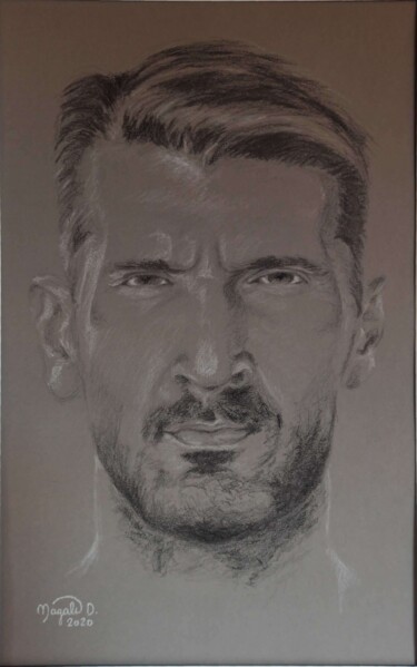 Disegno intitolato "Gianluigi Buffon" da Magali Drugmand (Magali D.), Opera d'arte originale, Gesso