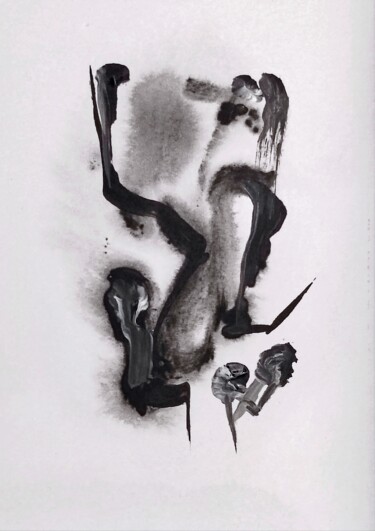 Schilderij getiteld "Man going down" door Milto Sideris, Origineel Kunstwerk, Acryl