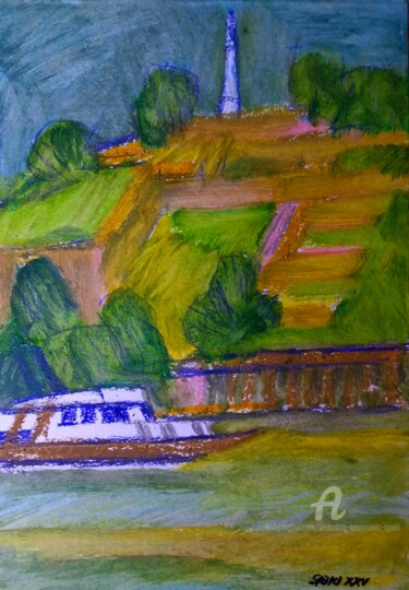 Peinture intitulée "Kalemegdan. Vue dep…" par Slobodan Spasojevic (Spaki), Œuvre d'art originale, Pastel