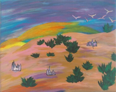 mountain forest in the rising dawn Pintura intitulada "mountain forest in…" por Julia Kirilov, Obras de arte originais, Acrílico