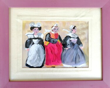 Schilderij getiteld "Les danseuses Breto…" door Pascaly, Origineel Kunstwerk, Acryl Gemonteerd op Karton