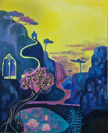 Monde d'en Haut Peinture intitulée "Monde d'en Haut" par Sabine Vally, Œuvre d'art originale, Acrylique Monté sur Châssis en bois
