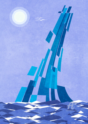 Arte digitale intitolato "la voile bleue" da Cheese, Opera d'arte originale, Lavoro digitale 2D