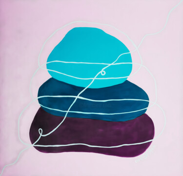 Zen Minimalism. Blue, Turquoise, Purple Stones - Print Digital Arts με τίτλο "Zen Minimalism. Blu…" από Vafa Majidli, Αυθεντικά έργα τέχνης, Ψηφιακή ζωγραφική