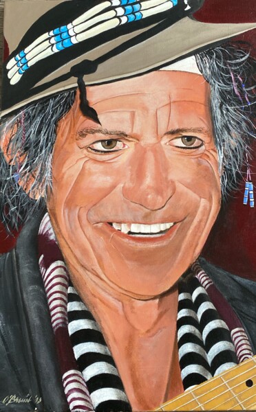 Pittura intitolato "Portret Keith Richa…" da Ben Oude Breuil, Opera d'arte originale, Olio Montato su Telaio per barella in…