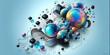 Digitale Kunst getiteld "Q 001" door Frédéric Guennal, Origineel Kunstwerk, AI gegenereerde afbeelding