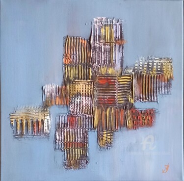 City Echo Schilderij getiteld "City Echo" door Natalia Jelusic, Origineel Kunstwerk, Acryl Gemonteerd op Frame voor houten brancard