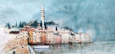 Bela ladja Rovinj Croatia 94x44cm 2025 Painting titled "Bela ladja Rovinj C…" by Nenad Kojić, Original Artwork, Watercolor